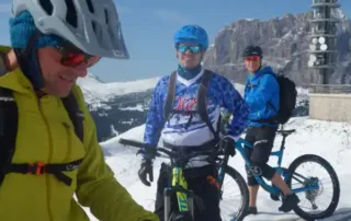 Biking on the snow on Sellaronda TB Tour